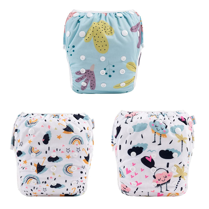 Baby Boy Swim Diapers, Reusable Adjustable Washable 0-8M Baby Gifts and Swimming Lessons 3 Pack