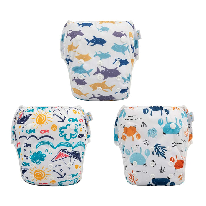 3 Pack Of Baby Boy Swim Diapers, Reusable Adjustable Washable 0-8M Baby Gifts And Swimming Lessons