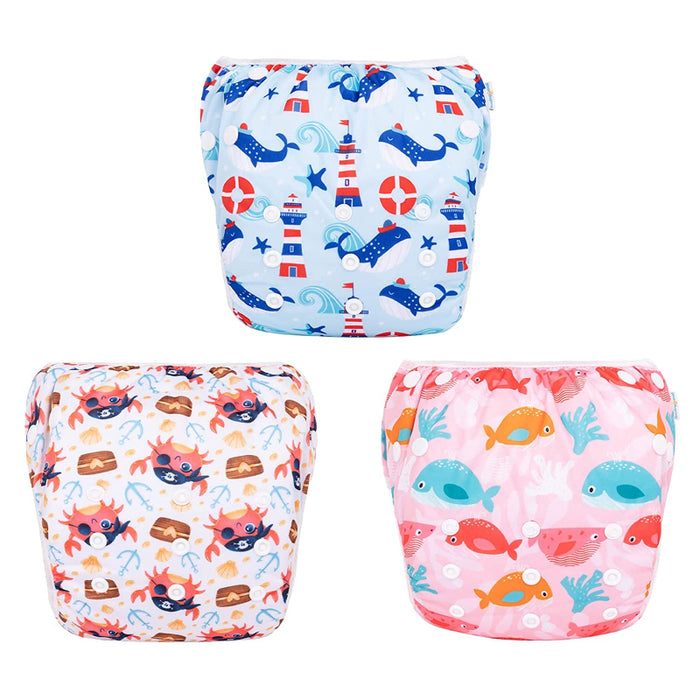3 Pack Of Baby Boy Swim Diapers, Reusable Adjustable Washable 0-8M Baby Gifts And Swimming Lessons
