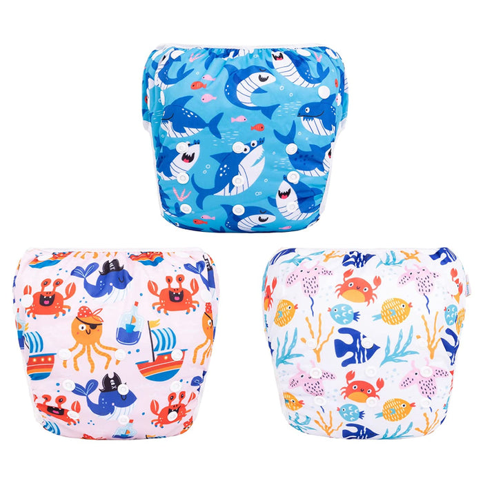 3 Pack Of Baby Boy Swim Diapers, Reusable Adjustable Washable 0-8M Baby Gifts And Swimming Lessons