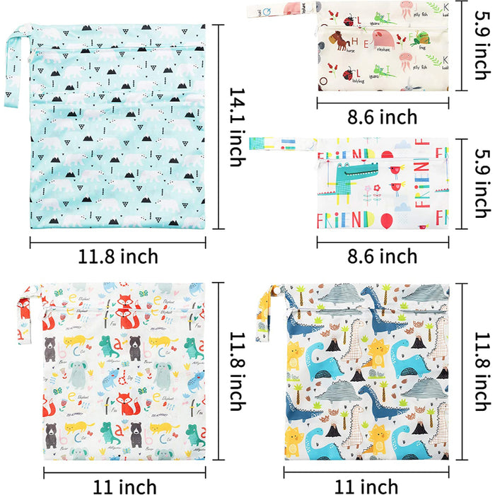 5 Pcs Waterproof Reusable Wet Diaper Bag