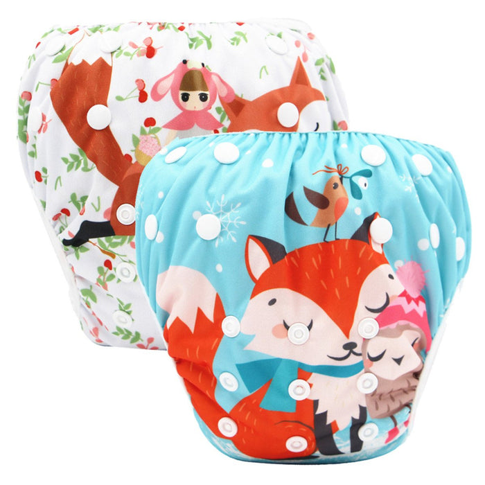2 Pack Reusable Washable Baby Swim Diapers Neutral Pattern For Boys And Girls One Size