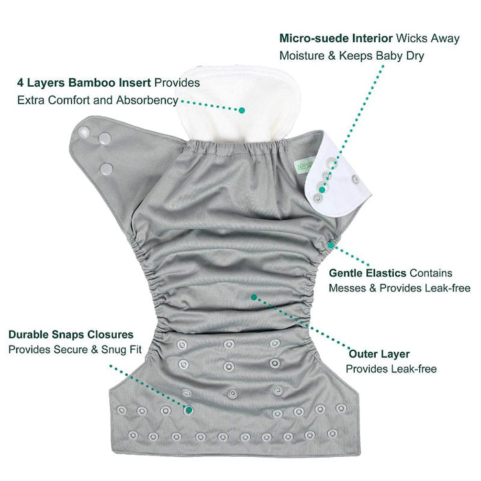Washable Reusable Baby Cloth Pocket Printed Diapers