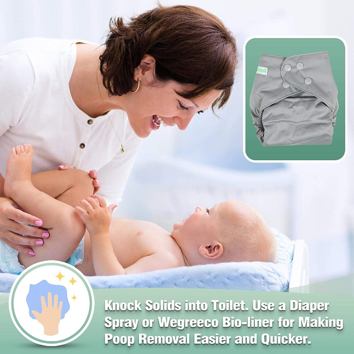 Washable Reusable Baby Cloth Pocket Diapers 6 Pack + 6 Bamboo Inserts