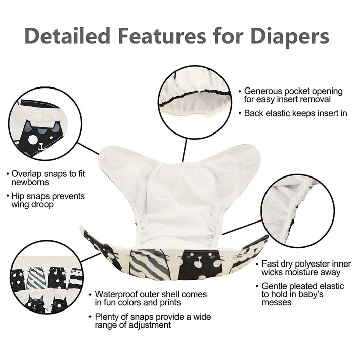 Adjustable Washable Cloth Diapers For Baby Girls And Boys