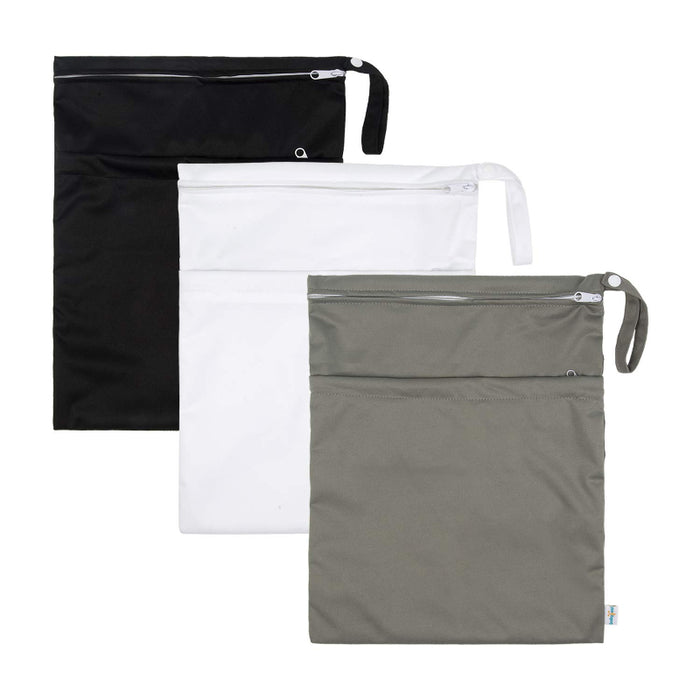 3 Pack Of Wet Dry Bags For Baby Cloth Diapers With 2 Pockets