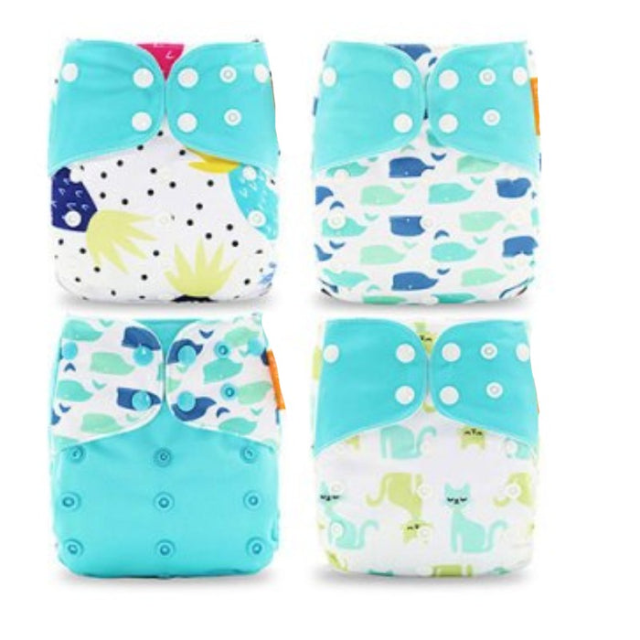 4Pcs Diapers, 4Pcs Inserts and 1Pcs Disposable Liner For 12 to 24 Month Old Babies and Toddlers