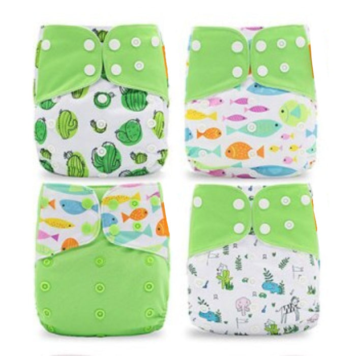 4Pcs Diapers, 4Pcs Inserts and 1Pcs Disposable Liner For 12 to 24 Month Old Babies and Toddlers