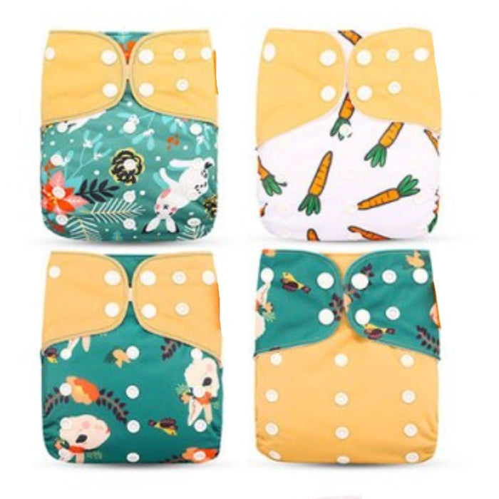 4Pcs Diapers, 4Pcs Inserts and 1Pcs Disposable Liner For 12 to 24 Month Old Babies and Toddlers