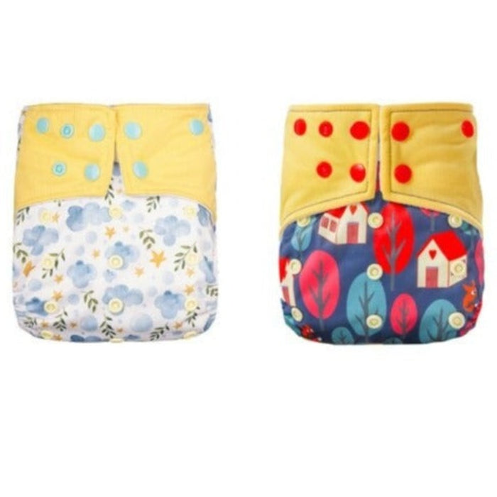 2 Pcs Reusable Cloth Diaper With 2 Packets & 4 Microfiber Inserts For 0 to 6 Months Old Babies & Toddlers