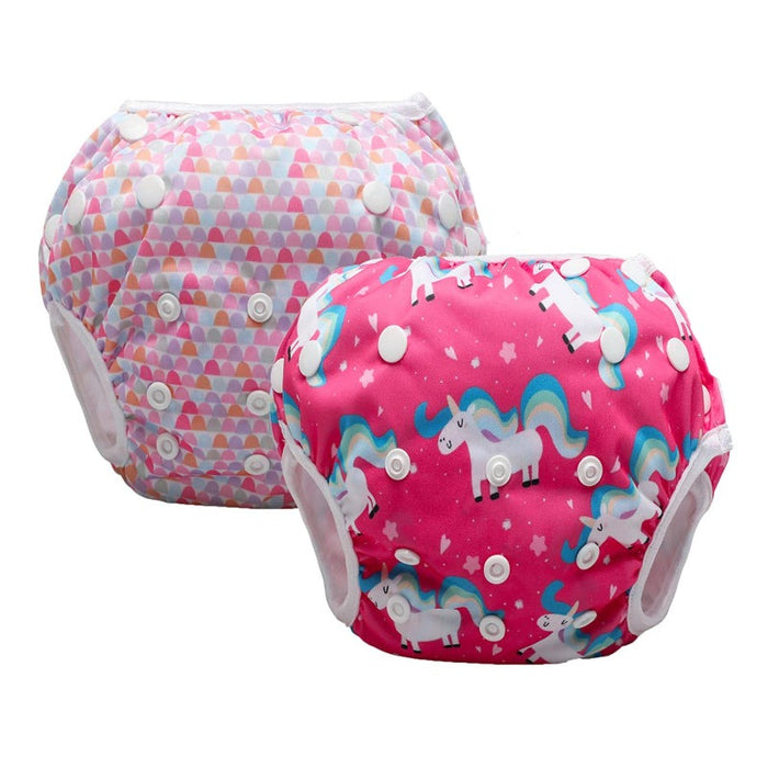 2 Pack Reusable Washable Baby Swim Diapers Neutral Pattern For Boys And Girls One Size