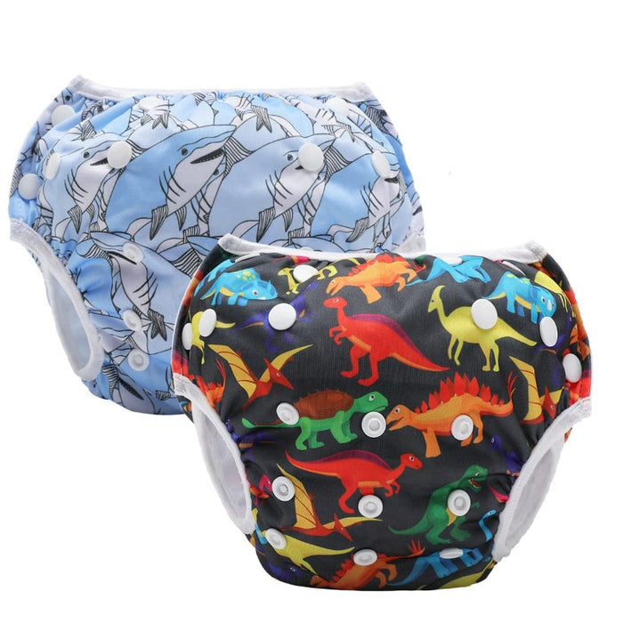 2 Pack Reusable Washable Baby Swim Diapers Neutral Pattern For Boys And Girls One Size